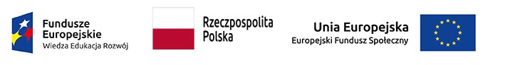 Flaga Unii Europejskiej z napisem Unia Europejska Europejski Fundusz Społeczny oraz logo funduszy europejskich z napisem FUndusze Europejskie Wiedza edukacja Rozwój